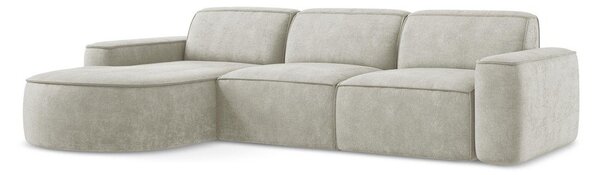Divano angolare color crema (con penisola a sinistra/con chaise lounge) con rivestimento in ciniglia Omao – Makamii