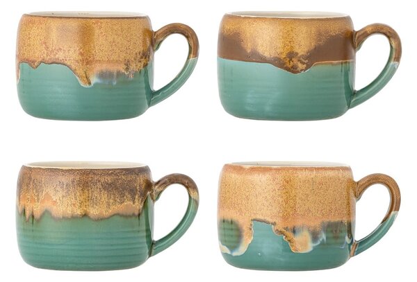 Tazze in set verdi e marroni in gres 4 pz 400 ml Sheen – Bloomingville