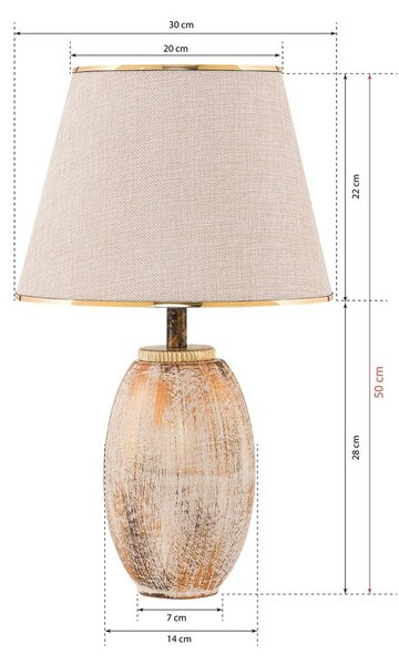 Lampada da tavolo color crema/dorata con paralume in tessuto (altezza totale 50 cm) Yakamoz – Opviq lights