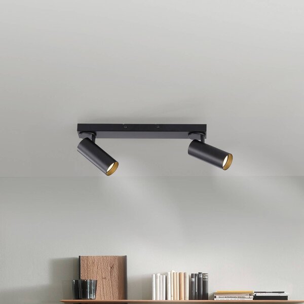 Schöner Wohnen Faretto da soffitto RIK, nero, a 2 luci, 59 cm, metallo, LED GU10 RIK, Nero, Soggiorno / Sala da pranzo, Alluminio, Moderno, Downlight