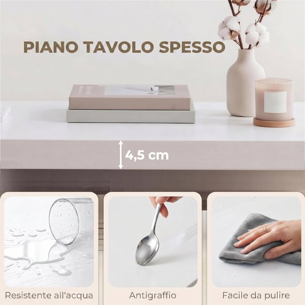 HOMCOM Tavolino da Salotto Rettangolare con Ampio Ripiano, 90×45×44.5 cm, Bianco | Aosom Italy