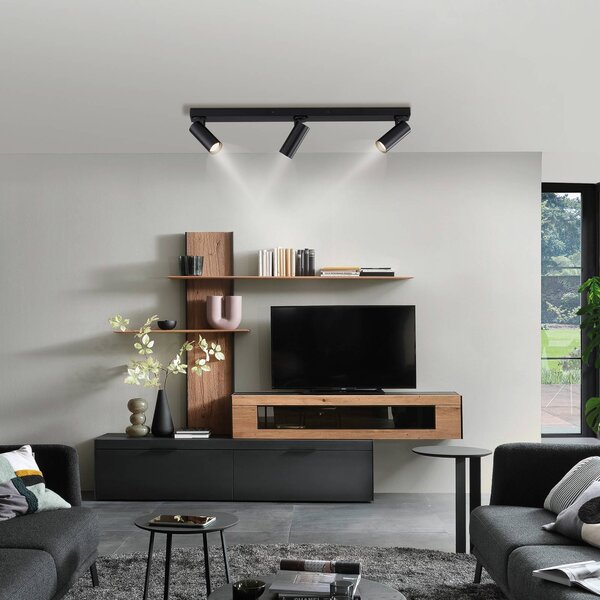 Schöner Wohnen Faretto da soffitto RIK, nero, a 3 luci, 89 cm, metallo, GU10-LED RIK, Nero, Soggiorno / Sala da pranzo, Alluminio, Moderno, Downlight