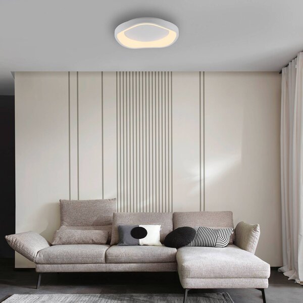 Schöner Wohnen Plafoniera soffitto MONTA, dimmerabile, Bianco / Opale, Soggiorno / Sala da pranzo, Metallo, Moderno, Plafoniera
