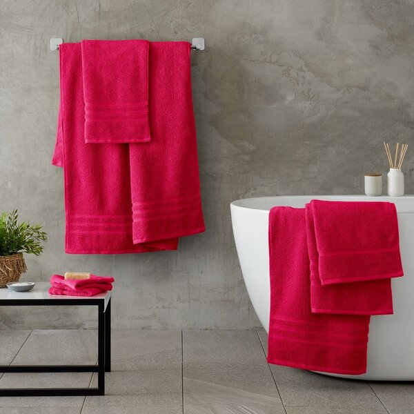 Set di asciugamani per viso e corpo tipo terry rosa scuro in cotone 6 pz Zero Twist – Catherine Lansfield