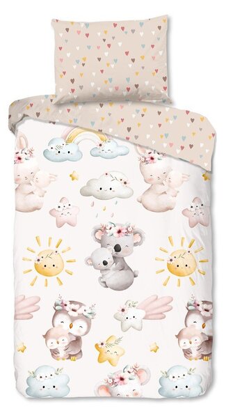 Set copripiumino e federa da bambini marrone/beige in cotone per letto singolo 140x200 cm Hugs – Good Morning