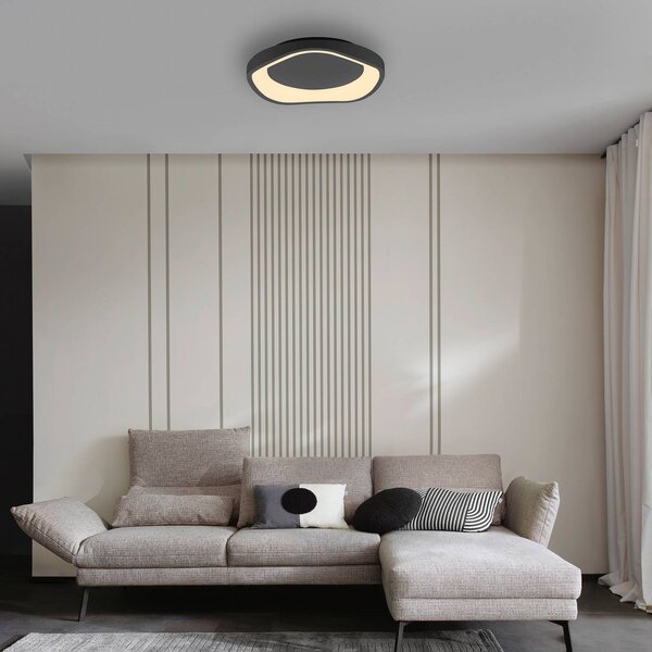 Schöner Wohnen Plafoniera soffitto MONTA, dimmerabile, Nero, Soggiorno / Sala da pranzo, Metallo, Moderno, Plafoniera