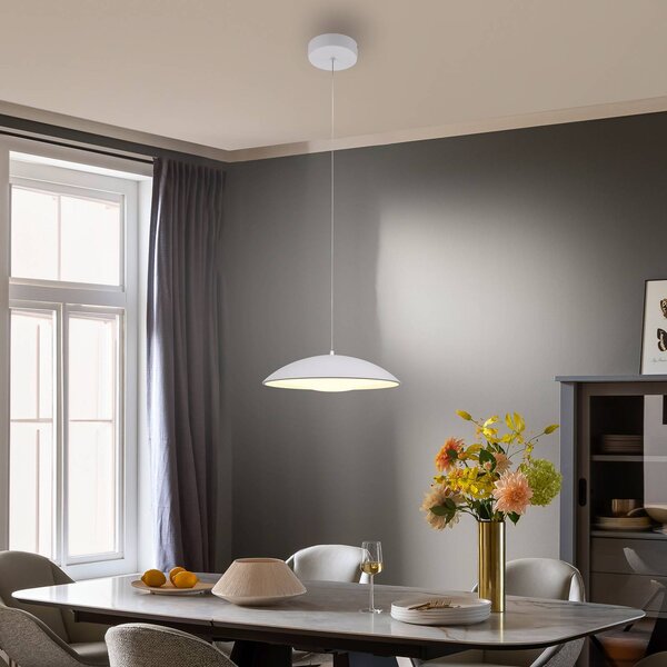 Schöner Wohnen Lampada a sospensione LENTE, dimmerabile, Bianco / Opale, Soggiorno / Sala da pranzo, Metallo, Moderno, Lampada a sospensione