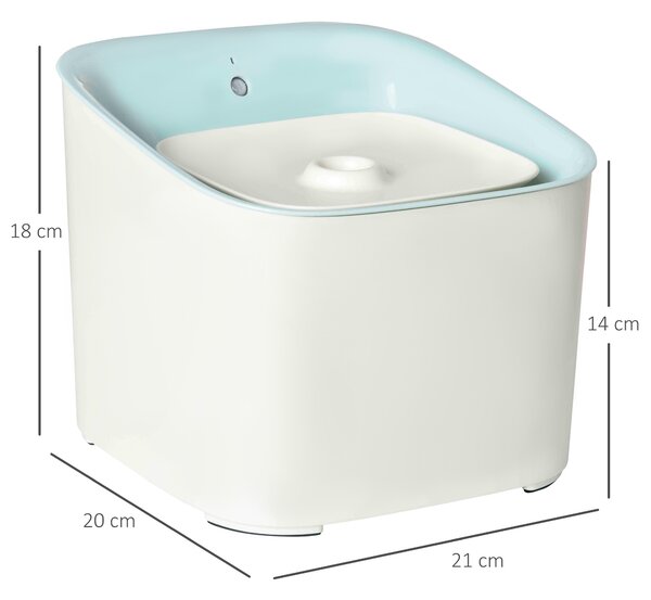 PawHut Fontanella per Gatti e Cani da 3L con Filtro a Carboni, Luce LED e Sensore di Movimento, Bianco|Aosom