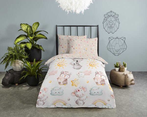Set copripiumino e federa da bambini marrone/beige in cotone per culla 100x135 cm Hugs – Good Morning