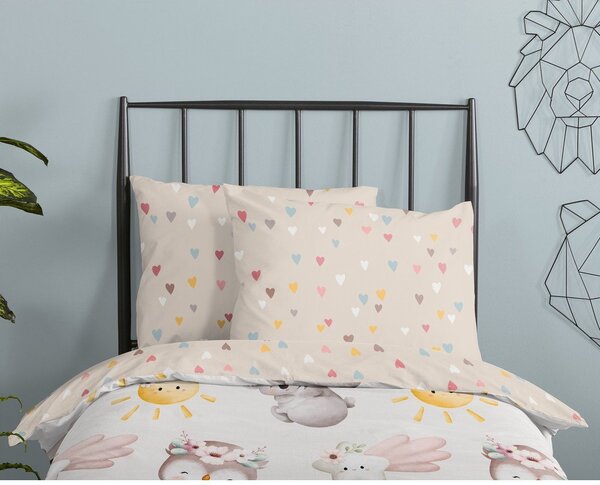 Set copripiumino e federa da bambini marrone/beige in cotone per culla 100x135 cm Hugs – Good Morning