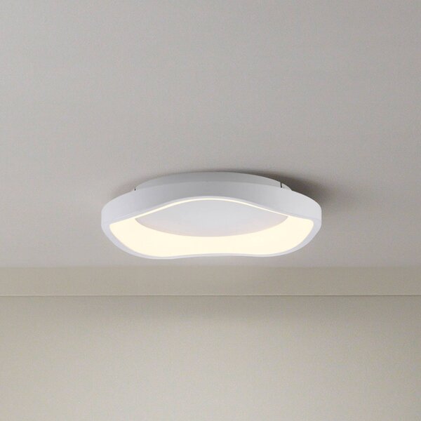 Schöner Wohnen Plafoniera soffitto MONTA, dimmerabile, Bianco / Opale, Soggiorno / Sala da pranzo, Metallo, Moderno, Plafoniera