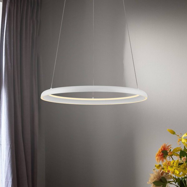 Schöner Wohnen Lampada a sospensione QUILLO, dimmerabile, Bianco / Opale, Soggiorno / Sala da pranzo, Alluminio, Moderno, Lampada a sospensione