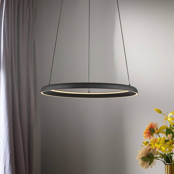 Schöner Wohnen Lampada a sospensione QUILLO, dimmerabile, Nero, Soggiorno / Sala da pranzo, Alluminio, Moderno, Lampada a sospensione