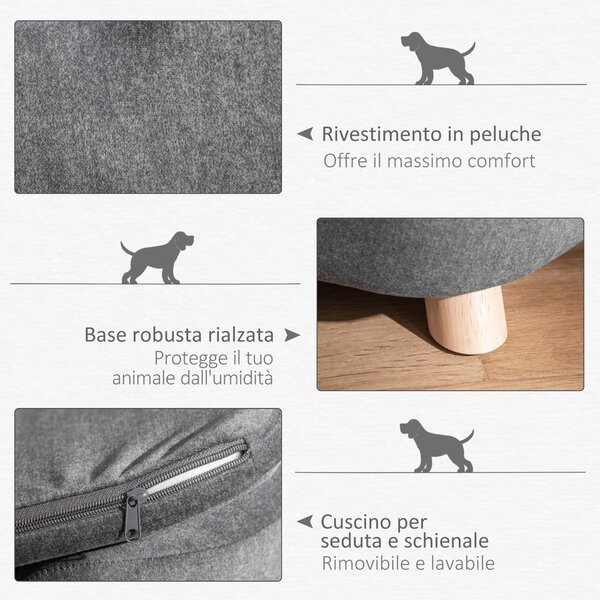 PawHut Cuccia per Cani di Taglia Piccola (Max 10kg) con Cuscino Lavabile, 70x47x30cm - Grigio Antracite|Aosom