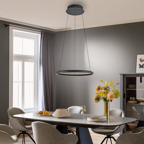 Schöner Wohnen Lampada a sospensione QUILLO, dimmerabile, Nero, Soggiorno / Sala da pranzo, Alluminio, Moderno, Lampada a sospensione