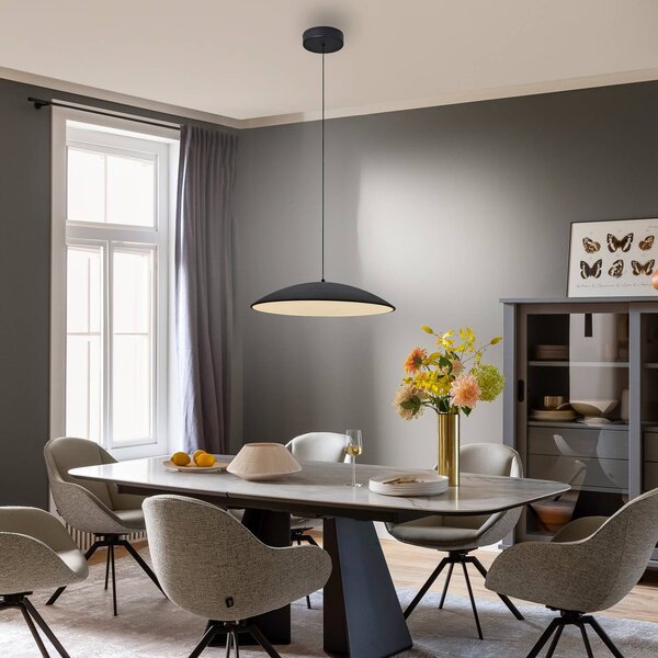 Schöner Wohnen Lampada a sospensione LENTE, dimmerabile, Nero, Soggiorno / Sala da pranzo, Metallo, Moderno, Lampada a sospensione