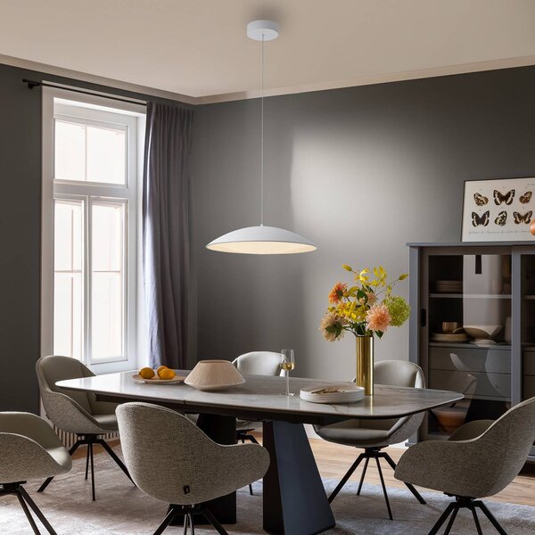 Schöner Wohnen Lampada a sospensione LENTE, dimmerabile, Bianco / Opale, Soggiorno / Sala da pranzo, Metallo, Moderno, Lampada a sospensione