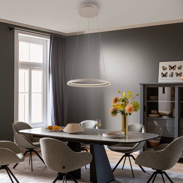 Schöner Wohnen Lampada a sospensione QUILLO, dimmerabile, Crema / Ambra, Soggiorno / Sala da pranzo, Alluminio, Moderno, Lampada a sospensione
