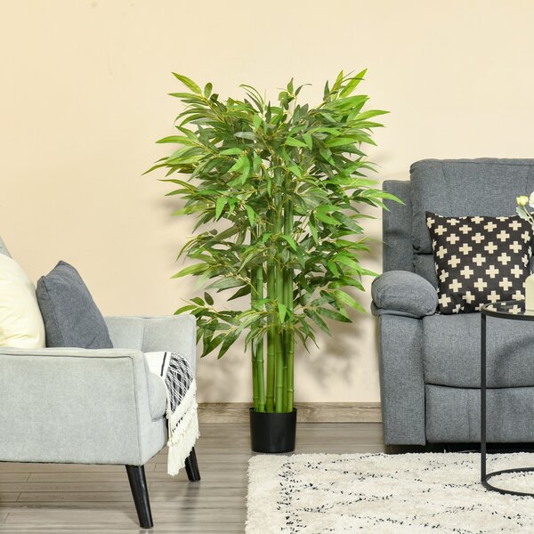 HOMCOM Pianta Finta Bambù in Vaso 140cm per Interno ed Esterno, Bambù Artificiale e Realistico con 336 Foglie|Aosom