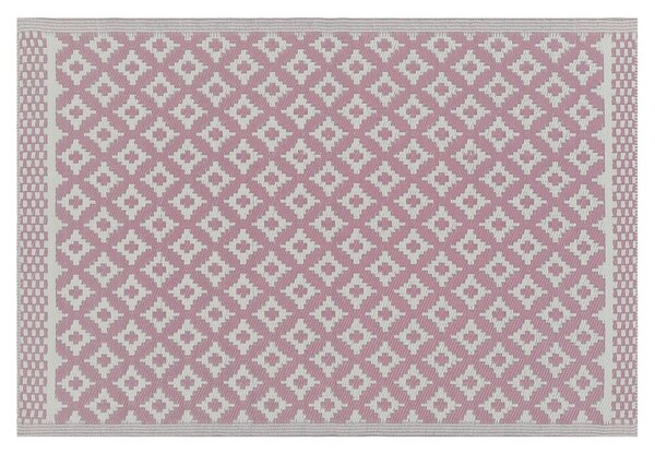 Tappeto tappetino Rosa Materiale Sintetico 120 x 180 cm Per Interni Esterni Motivo Geometrico Moderno Balcone Patio Beliani