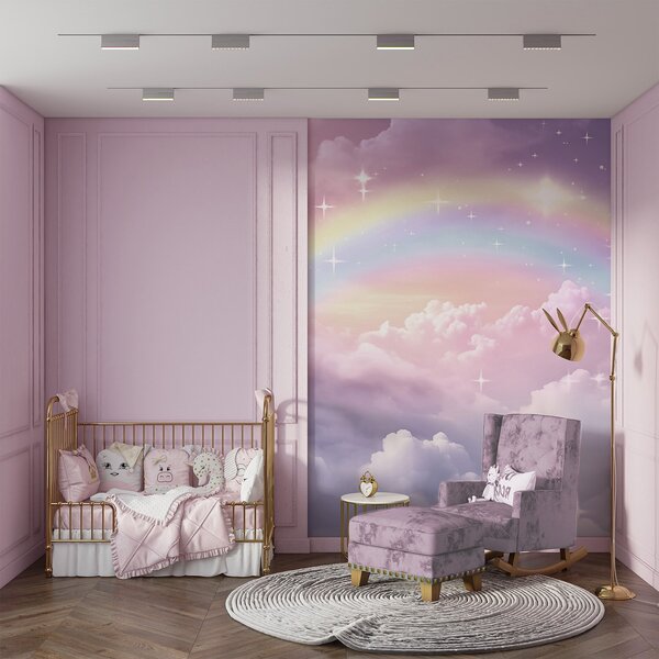 Carta da parati Arcobaleno tra le nuvole, Carta da parati per Bambini, Carta da parati per bambini Arcobaleno, w04146 : Uwalls.it