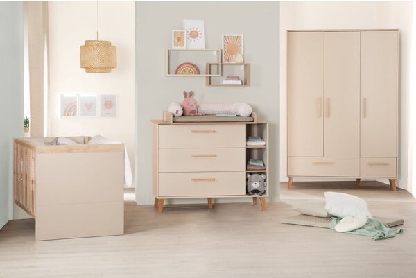 Armadio per bambini color crema/di colore naturale con effetto rovere 138x200x55 cm Jil – Roba
