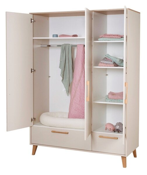 Armadio per bambini color crema/di colore naturale con effetto rovere 138x200x55 cm Jil – Roba