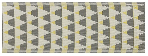 Tappeto per esterni Grigio e giallo Materiali sintetici Rettangolare 60 x 105 cm Motivo a triangolo Accessori da balcone Beliani