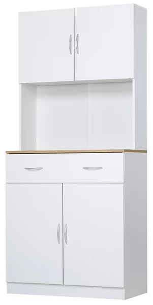 HOMCOM Credenza Cucina Moderno con Armadietti a 2 Ante e Cassetto, Mobile in Legno per Spazi Piccoli, 80x40x180cm, Bianco | Aosom Italy