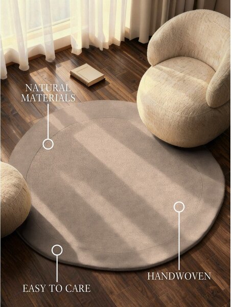 Tappeto rotondo beige in misto lana tessuto a mano ø 160 cm Kari Organic – Villeroy&Boch