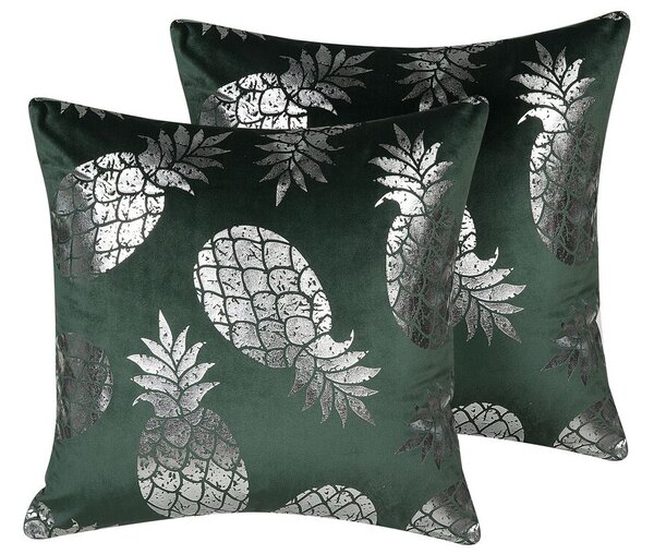 Set di 2 cuscini decorativi Motivo ananas verde 45 x 45 cm stampa Accessori decorativi glamour Beliani