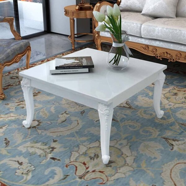 Tavolino da Salotto 80x80x42 cm Lucido Bianco