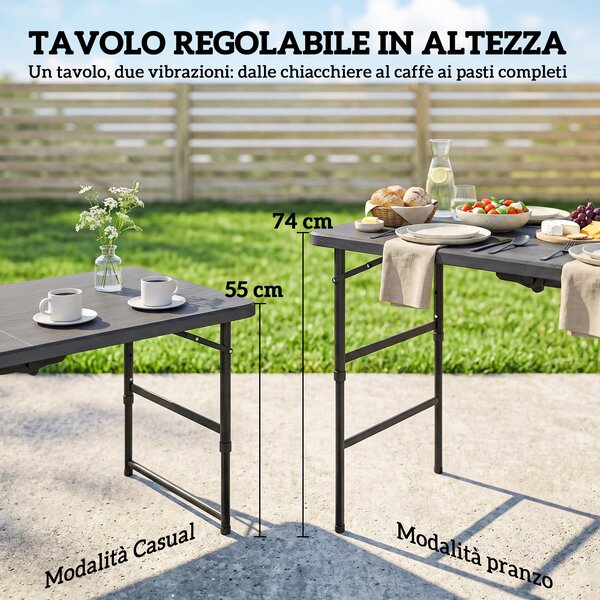 Outsunny Set Tavolo e Sedie da Giardino Pieghevole 5 Pezzi Grigio | Aosom Italy