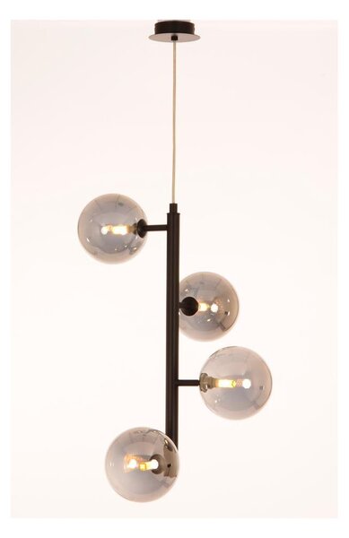 BOLLE 4 SOSPENSIONE 4 LUCI MODERNA IN METALLO NERO O ORO CON SFERE IN VETRO