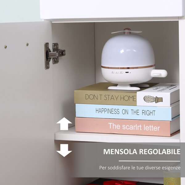 Kleankin Mobile salvaspazio da Bagno con Cassetto e Armadietto 1 Anta, Mobiletto Multiuso in Legno da Terra, 35x30x77.5cm, Bianco | Aosom Italy