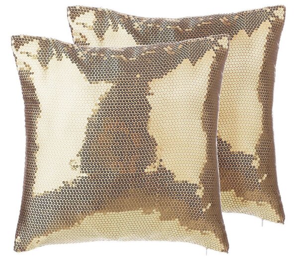 Set di 2 cuscini decorativi con paillettes dorate 45 x 45 cm Glitter Beliani