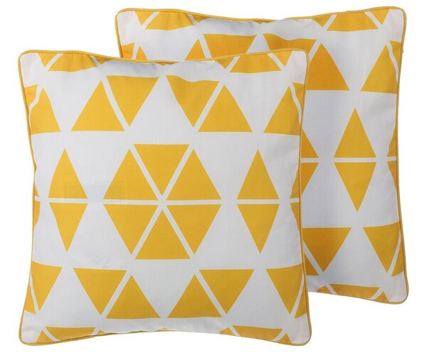 Set di 2 cuscini decorativi Triangoli gialli 45 x 45 cm Motivo geometrico Accessori decorativi moderni e minimalisti Beliani