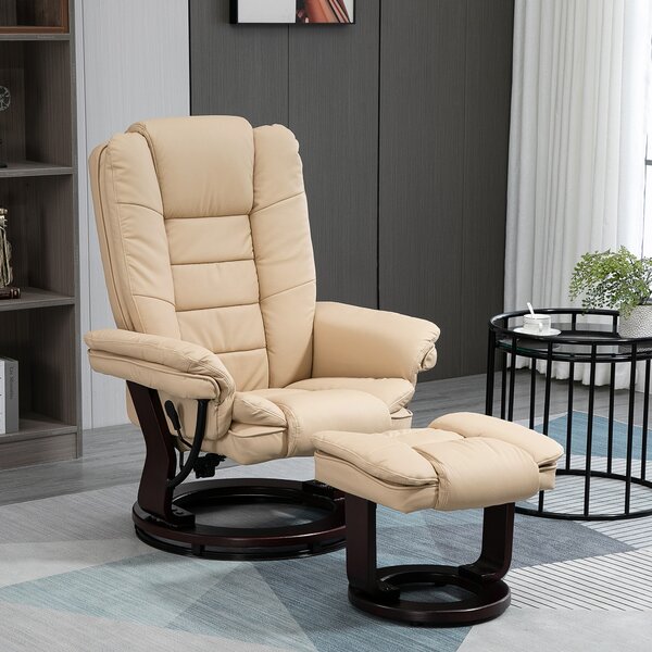 HOMCOM Set Poltrona Relax e Pouf Poggiapiedi, Girevole a 360° e Reclinabile, Similpelle PU|Aosom