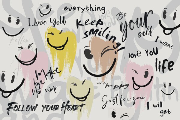 Carta da parati Emoticon e iscrizioni, Carta da parati per gli adolescenti, w04174 : Uwalls.it