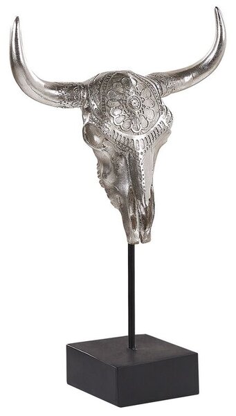 Decorazione con teschio di toro Decorazione con di testa di animale in poliresina argento Beliani