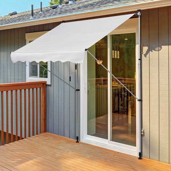 Outsunny Tenda da Sole a Rullo con Manovella, Altezza e Angolazione Regolabile, per Giardino e Esterno, 2x1.5m, Bianco | Aosom Italy
