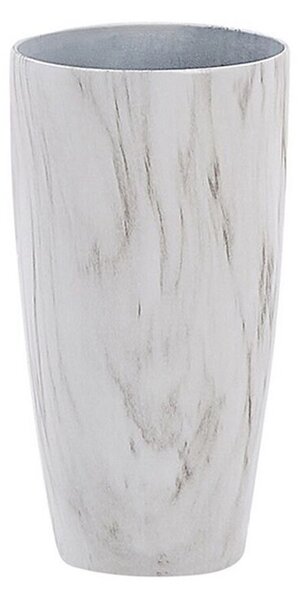 Vaso per piante da esterno da interno effetto marmo miscela di pietra bianca rotondo 28 cm dal design moderno Beliani