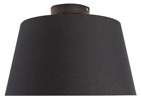 Plafoniera con paralume in cotone nero con oro 32 cm - Combi Black