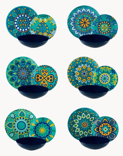 Servizio di piatti Mandala Mediterraneo, 6 persone, set da 18