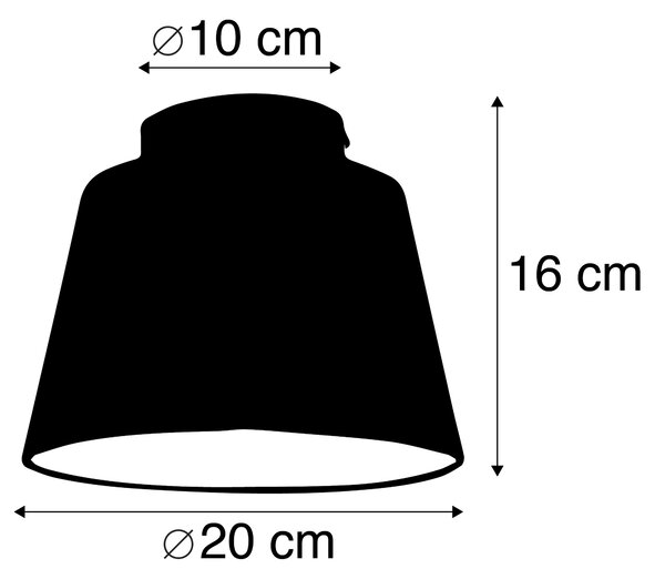 Plafoniera con paralume in cotone nero con oro 20 cm - Combi Black
