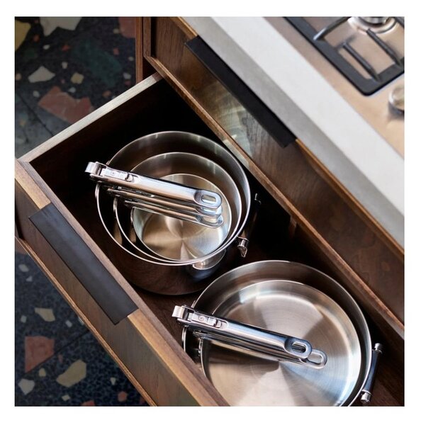 Joseph Joseph Space Steel Padella 28 cm Inox Manico Pieghevole Coperchio x Gas Elettrico Induzione Forno