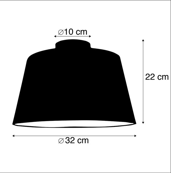 Plafoniera con paralume in cotone nero con oro 32 cm - Combi Black