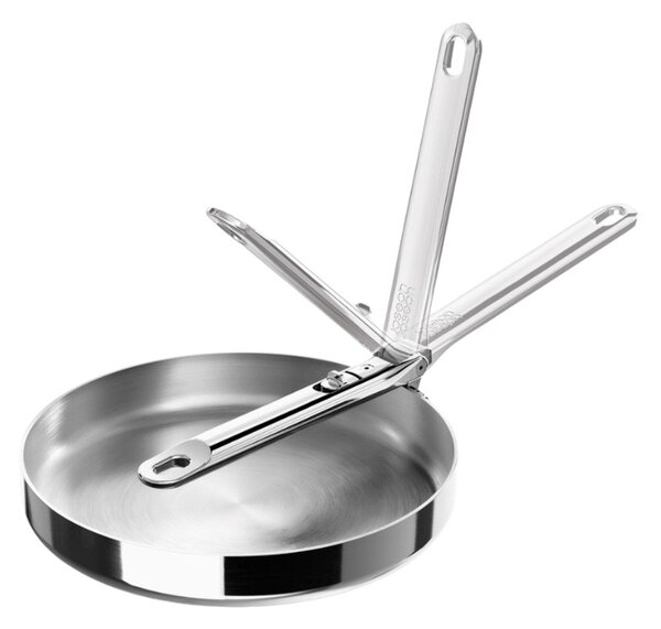 Joseph Joseph Space Steel Padella 24 cm Inox Manico Pieghevole x Gas Elettrico Induzione Forno