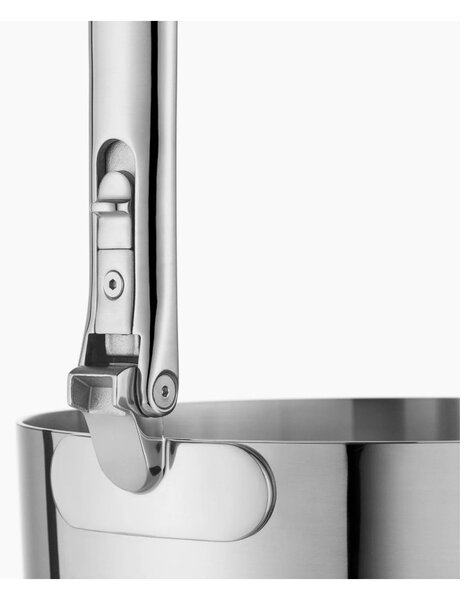Joseph Joseph Space Steel Set di 3 Pentole 15-19-23 cm Inox Manico Pieghevole Coperchi x Gas Elettrico Induzione Forno