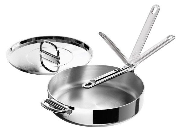 Joseph Joseph Space Steel Padella 28 cm Inox Manico Pieghevole Coperchio x Gas Elettrico Induzione Forno